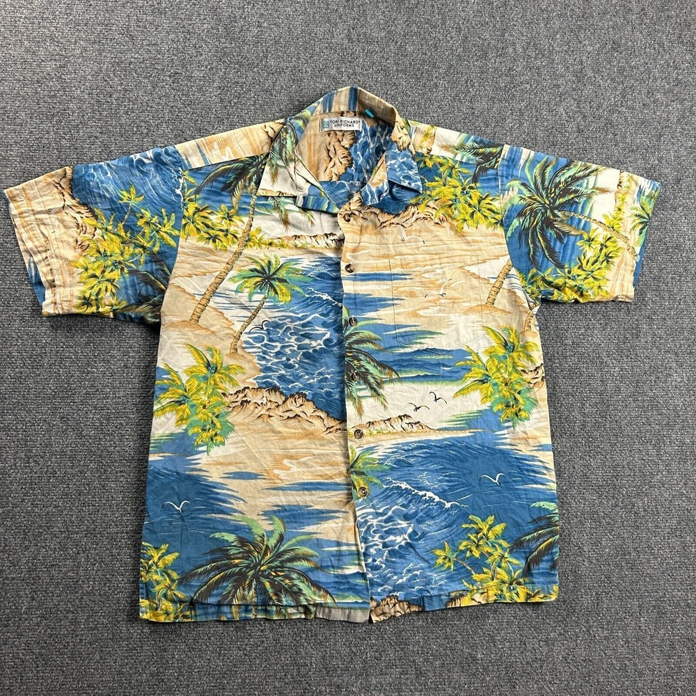 Tori Richards Uniforms Hawaiian Shirt Mens Small Button Up All Over Print Adults